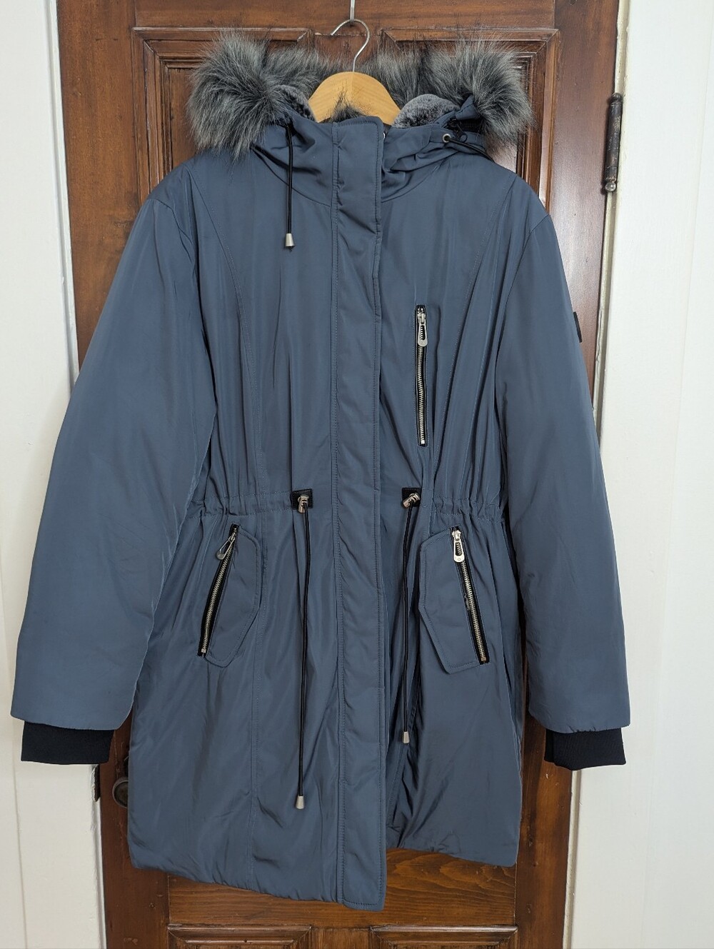NOIZE Blue Faux Fur Lined Winter Parka Coat XL